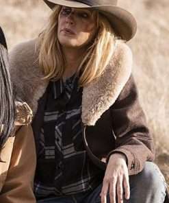 Kelly Reilly Yellowstone Shearling Wool Coat