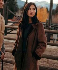 Kelsey Asbille Yellowstone Suede Leather Trench Coat