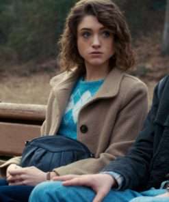 Natalia Dyer Stranger Things Beige Coat