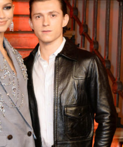Hollywood Power Couple Tom Holland Black Jacket