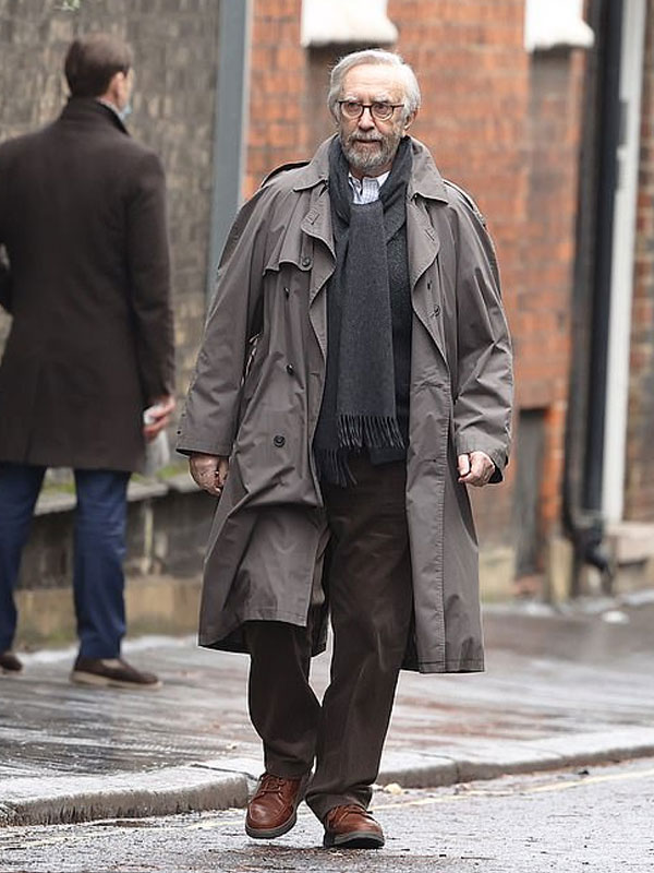 Jonathan Pryce All the Old Knives Grey Trench Coat All the Old Knives Jonathan Pryce Grey Coat