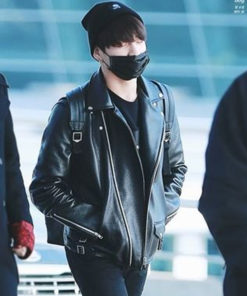 Jungkook Black Leather Jacket