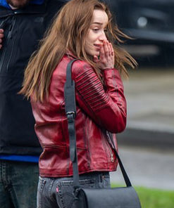 Phoebe Dynevor Red Leather Jacket
