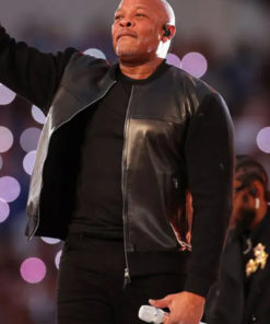 Dr. Dre Super Bowl Black Leather Jacket