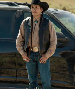 Moses Brings Plenty TV Series Yellowstone Black Vest
