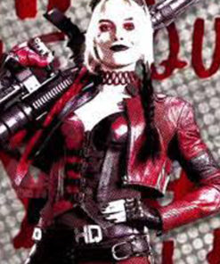 Harley Quinn Red Leather Jacket