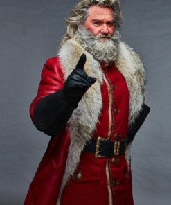Kurt Russell The Christmas Chronicles Red Shearling Fur Coat