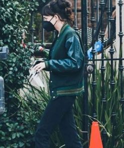 Dakota Johnson Am I OK Green Letterman Jacket