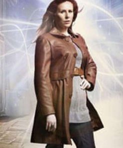 Catherine Tate Doctor Who Brown Leather Coat