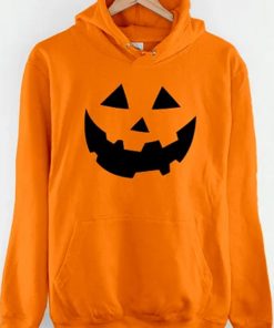Halloween Pumpkin Smile Pull Over Orange Hoodie