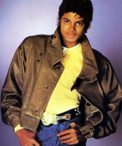 Singer Michael Jackson Brown Leather Jacket