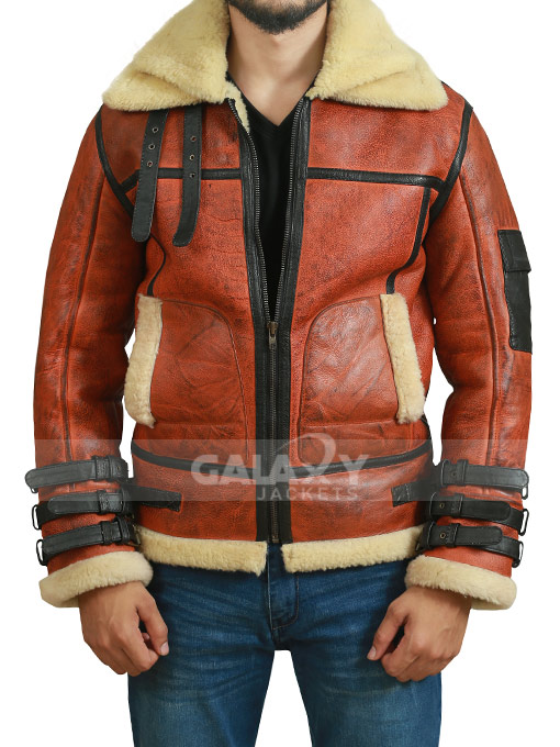 RAF B3 Aviator Shearling Sheepskin Flying Leather Jacket Aviator Shearling Sheepskin Flying Bomber Leather Jacket