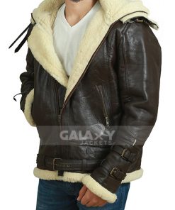 Men’s RAF Shearling Brown Real Leather Jacket