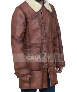 Bane Dark Brown Shearling Lined Leather Coat