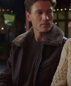 Sawyer Larsen A Very Charming Christmas Town Brown Leather Jacket