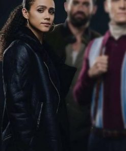 Nathalie Emmanuel Army of Thieves Gwendoline Black Shearling Leather Jacket