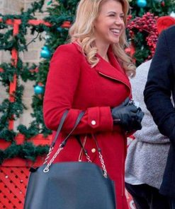 Candace Livingstone Entertaining Christmas Red Wool Coat