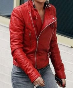 Santa Claus Cheryl Cole Red Leather Jacket