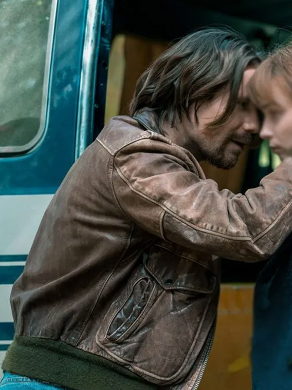 David Wenham Pieces of Her 2022 Brown Leather Jacket Jasper Queller Pieces of Her Brown Leather Jacket