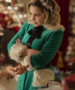 Last Christmas Emilia Clarke Green Shearling Coat