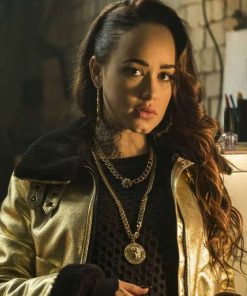 Rose Williams Curfew Golden Shearling Jacket