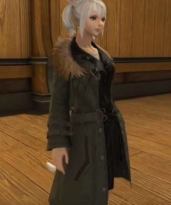 Video Game Final Fantasy XIV Rebel Green Shearling Trench Coat