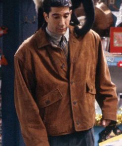 David Schwimmer Friends Ross Brown Suede Leather Jacket