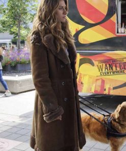 TV Series In The Dark Perry Mattfeld Brown Leather Shearling Coat
