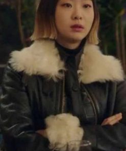 Kim Da-Mi Itaewon Class Leather Shearling Jacket