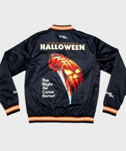 John Carpenter Haloween Black Satin Varsity Jacket