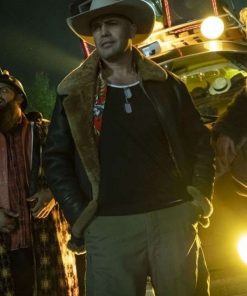 TV Series Curfew Joker Jones Brown Shearling Aviator Jacket