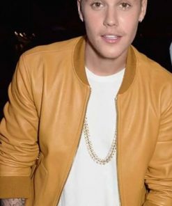 Singer Justin Bieber Leather Bomber Jacket