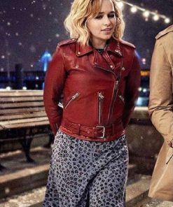 Emilia Clarke Last Christmas Red Biker Jacket