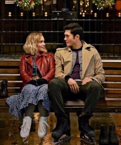 Movie Last Christmas Kate Red Leather Biker Jacket