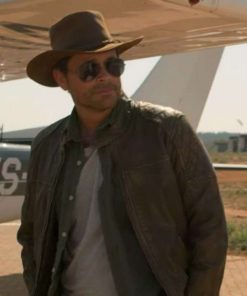 Rob Lowe Holiday in the Wild Brown Leather Biker Jacket