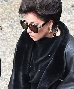 Lady Gaga House of Gucci Black Leather Trench Coat