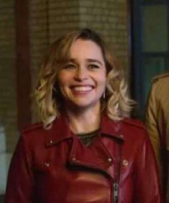 Kate Movie Last Christmas Emilia Clarke Red Leather Biker Jacket