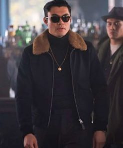 Dry Eye The Gentleman Henry Golding Black Shearling Jacket