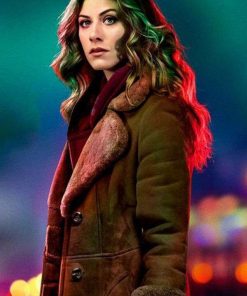 In The Dark Perry Mattfeld Leather Shearling Coat