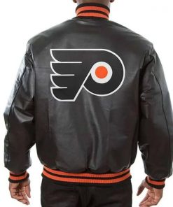 Ice Hockey Team Philadelphia Flyers Varsity Black Leather Jacket