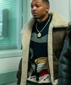 Malcolm Mays Power Book III Lou-Lou Thomas Brown Leather Shearling Jacket