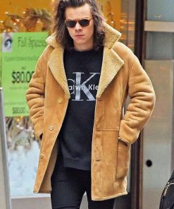 Harry Styles Brown Shearling Leather Jacket