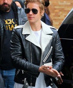 Singer Justin Bieber Leather Biker Jacket