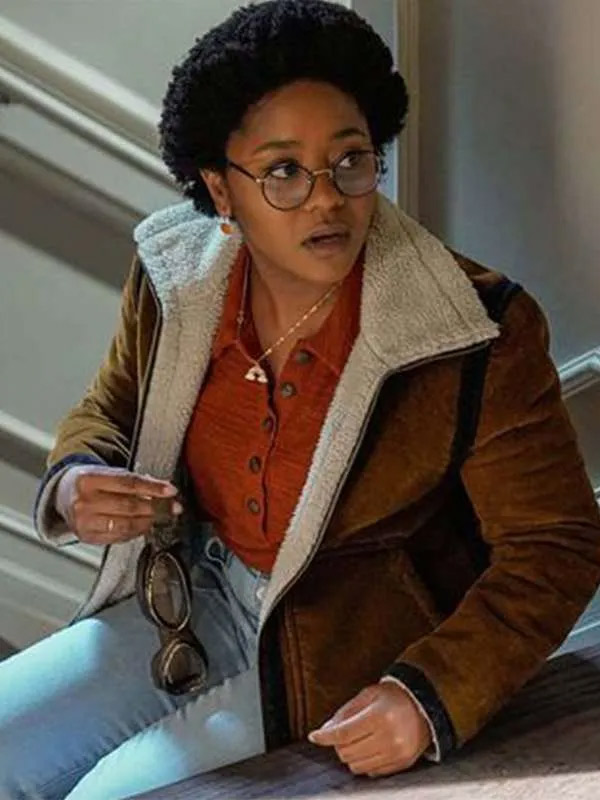 Stargirl S01 Anjelika Washington Brown Leather Jacket Beth Chapel Stargirl Shearling Jacket