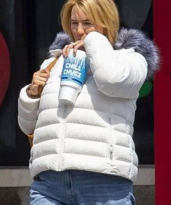 The Thing About Pam Renée Zellweger White Shearling Puffer Jacket