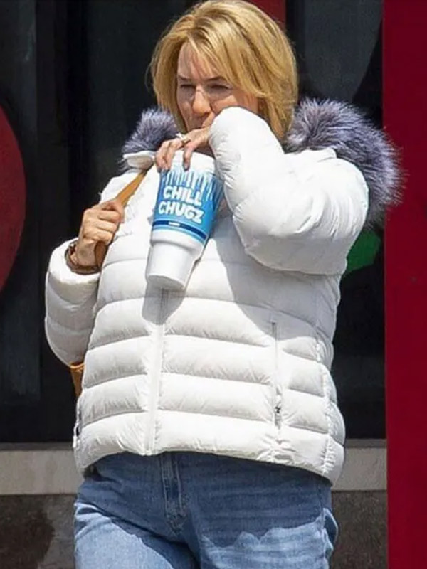 The Thing About Pam Pam Hupp Puffer Jacket The Thing About Pam Renée Zellweger White Shearling Puffer Jacket