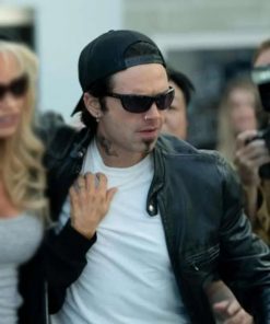 Sebastian Stan Pam & Tommy Black Biker Jacket