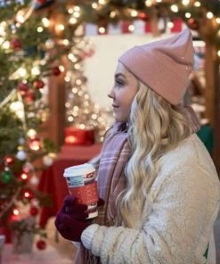 Jessy Schram A Nashville Christmas Carol White Wool Sherpa Jacket