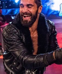 WWE Seth Rollins Black Quilted Leather Biker Jacket