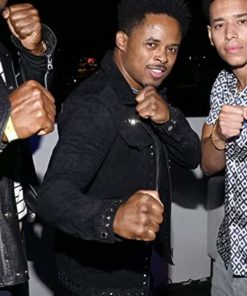 Walter Emanuel Jones Movie Event Bodies Bodies Bodies Black Suede Leather Jacket